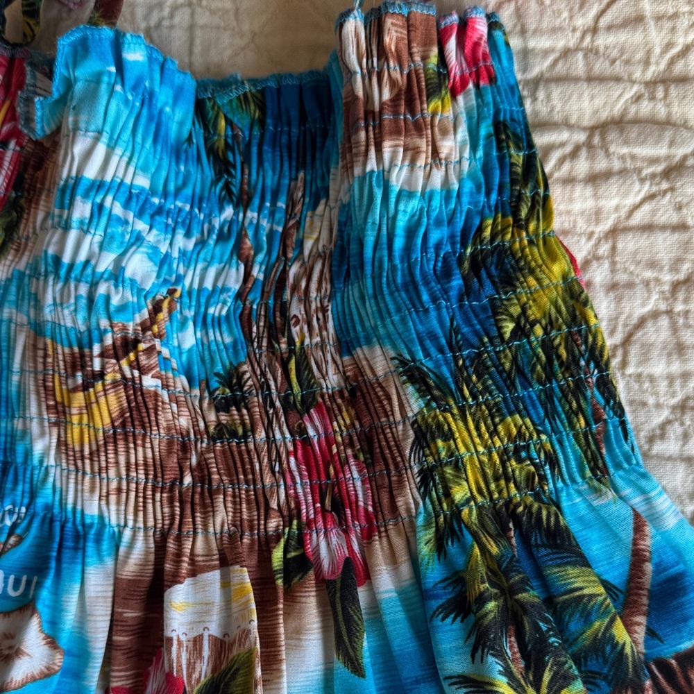 Tropical Hawaii Blue and Pink Kids Dress - Picture 6 of 6
